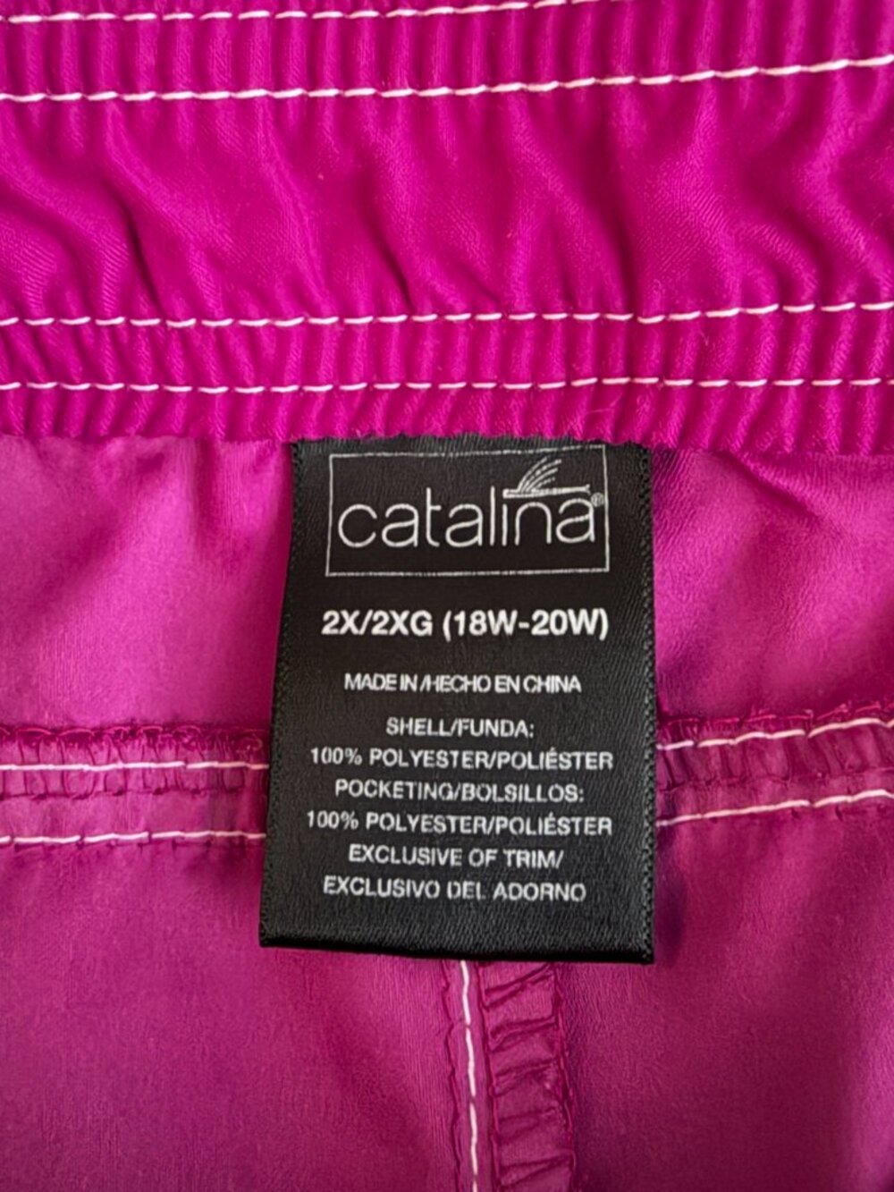 Catalina Women Plus Size 2X Fuchsia Purple Boardshorts Swim Pockets Beach - Picture 4 of 5